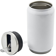 lata de inox branca com parede dupla e bico retratil 280ml 1