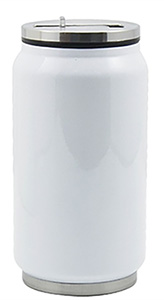lata de inox branca com parede dupla e bico retratil 280ml